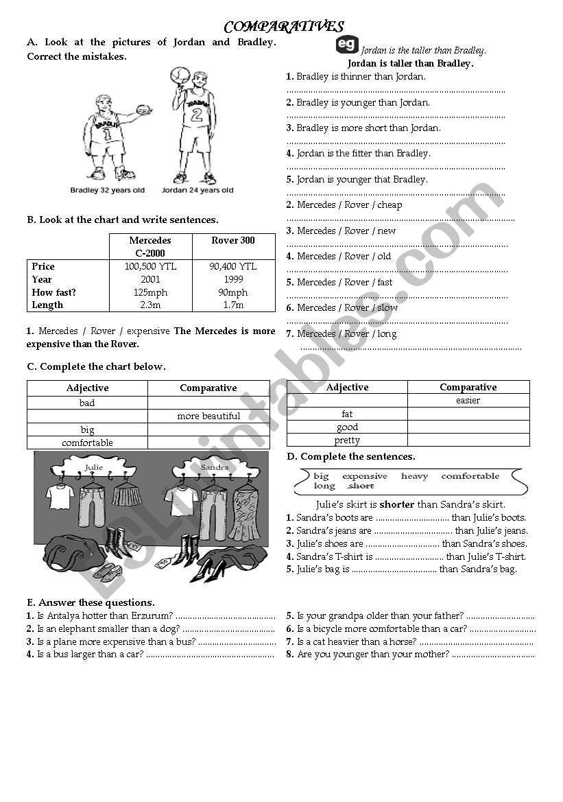 comparatives worksheet