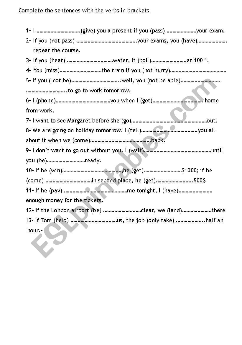 TENSES worksheet