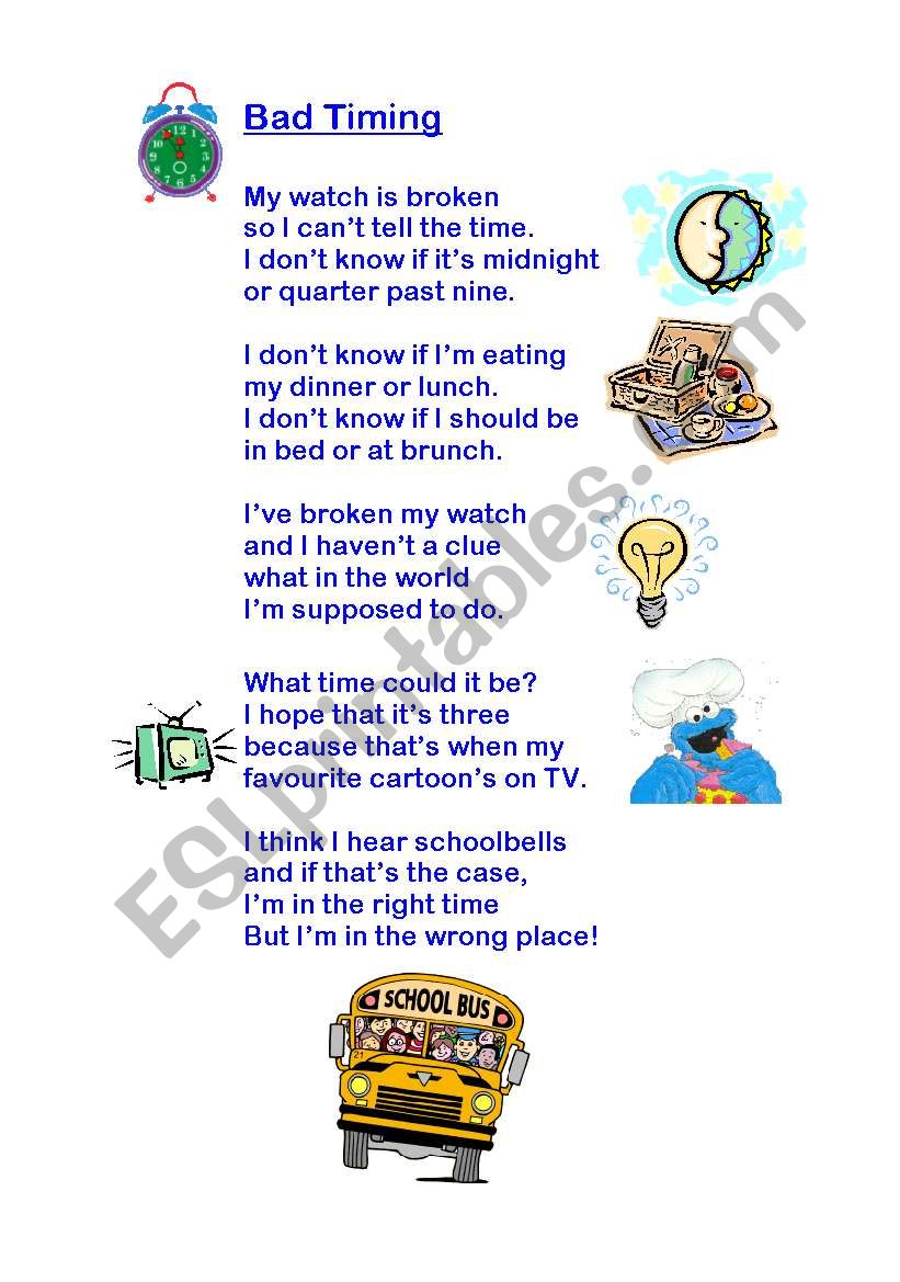 Bad Timing (Poem) worksheet