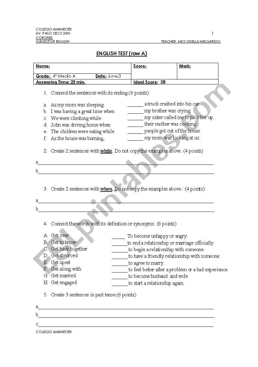 While-When usage worksheet