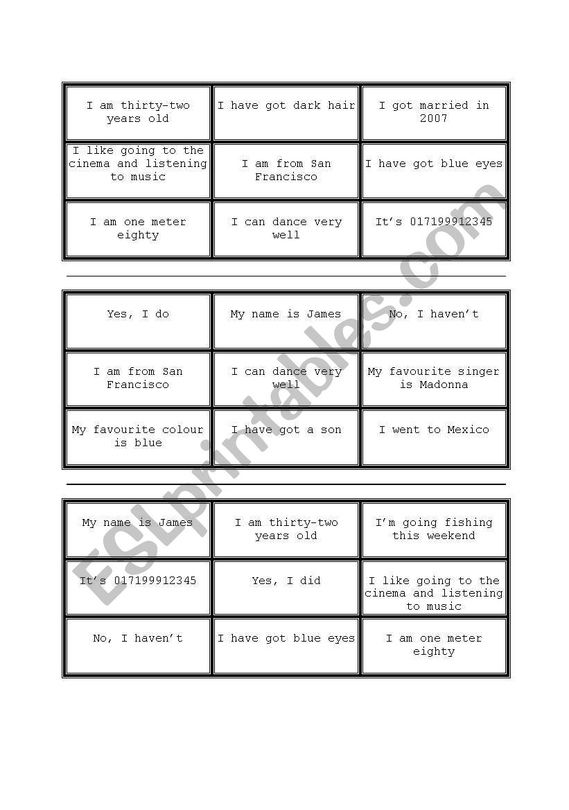 bingo on questions and answers