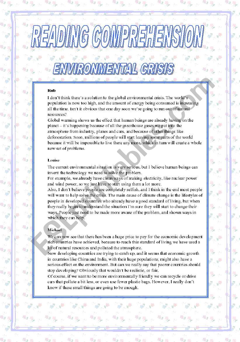 ENVIRONMENTAL CRISIS worksheet