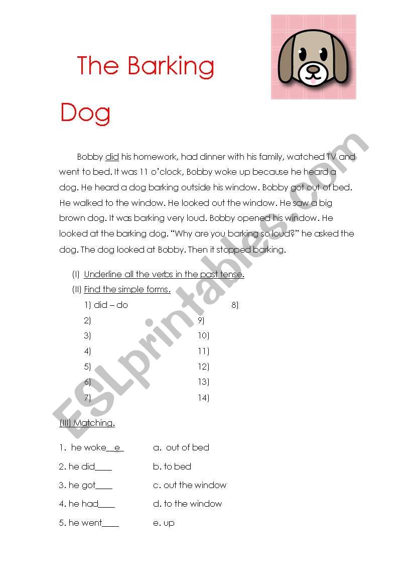 The boy and the dog worksheet