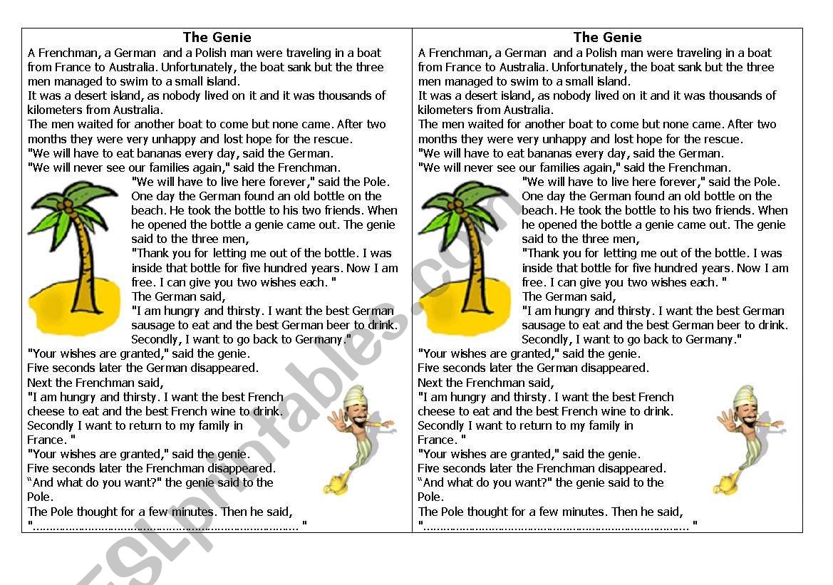 The Genie - Funny Story/ Joke worksheet