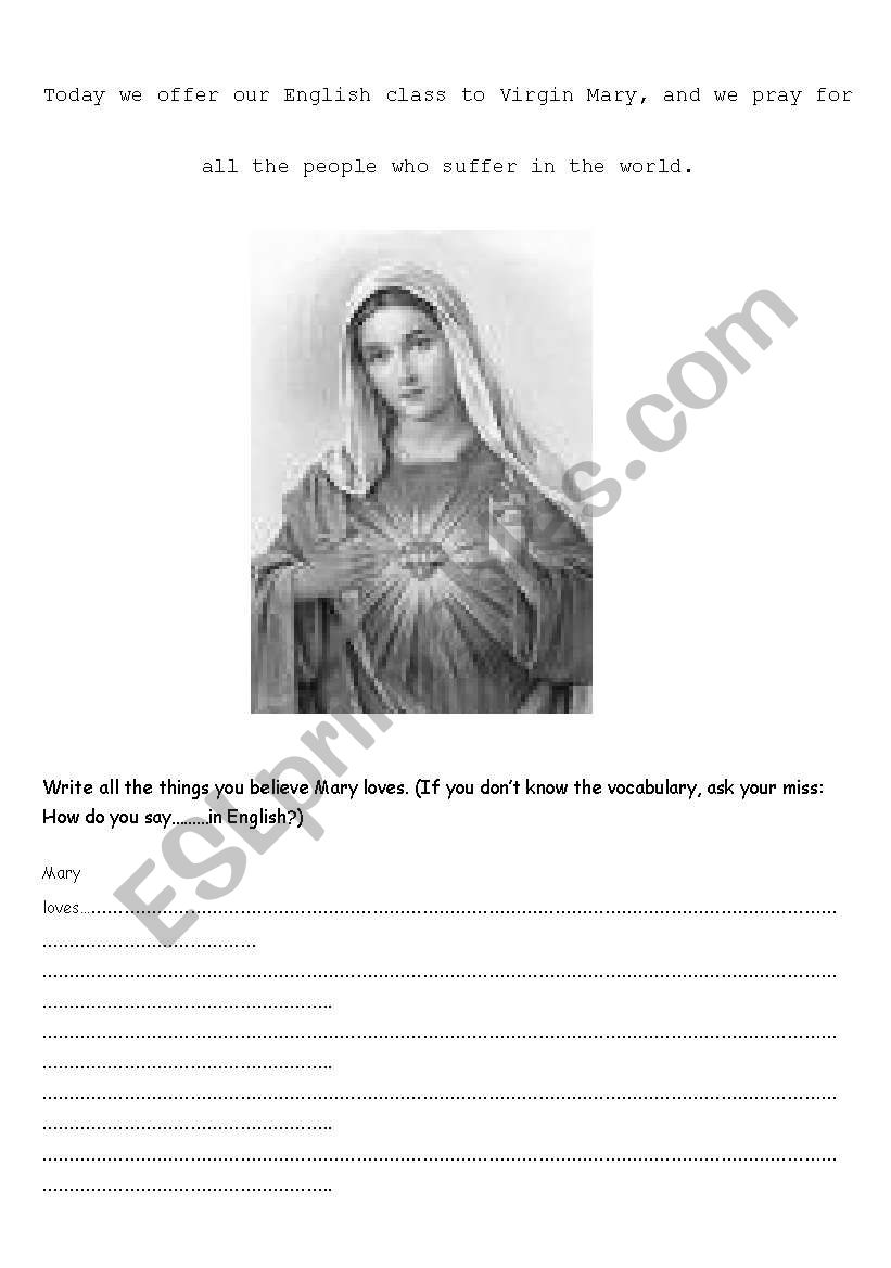 Virgin Mary worksheet
