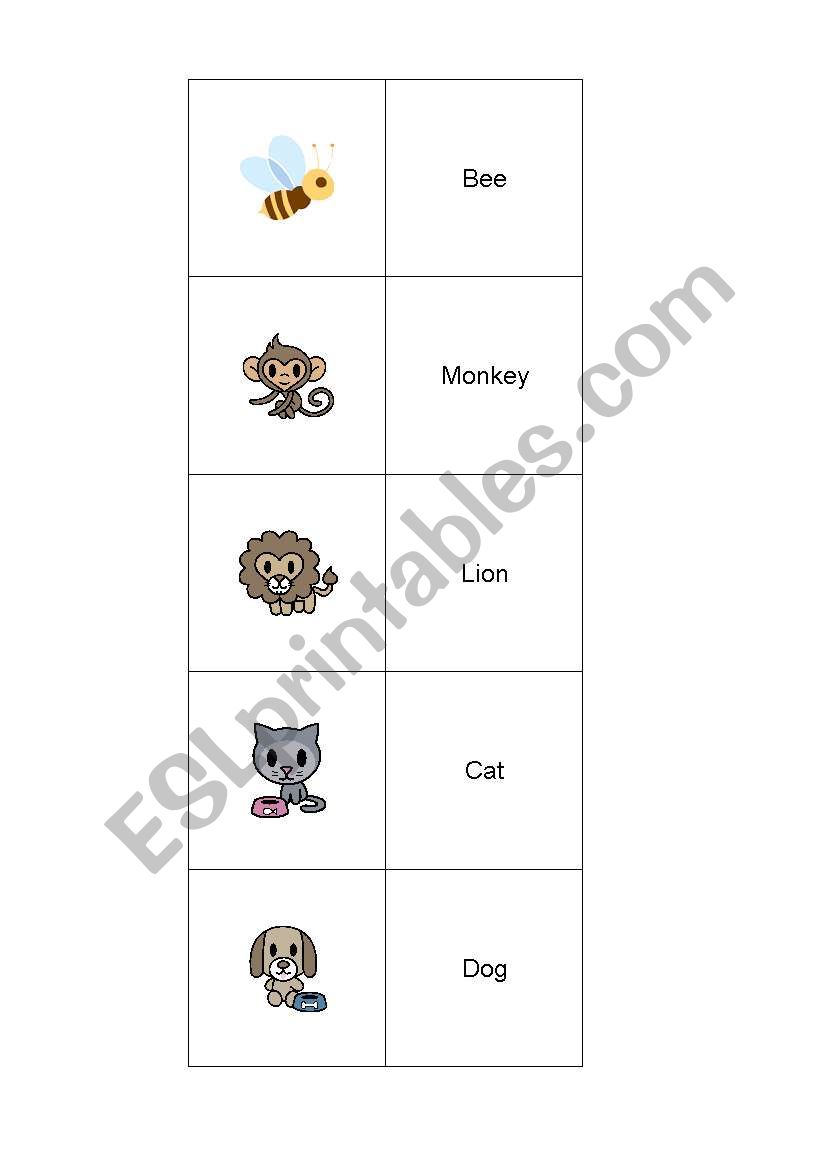 Animals Memory Game worksheet