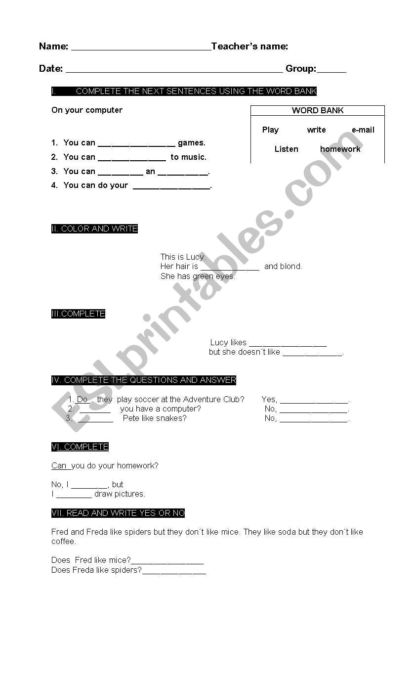 GRAMMAR  worksheet