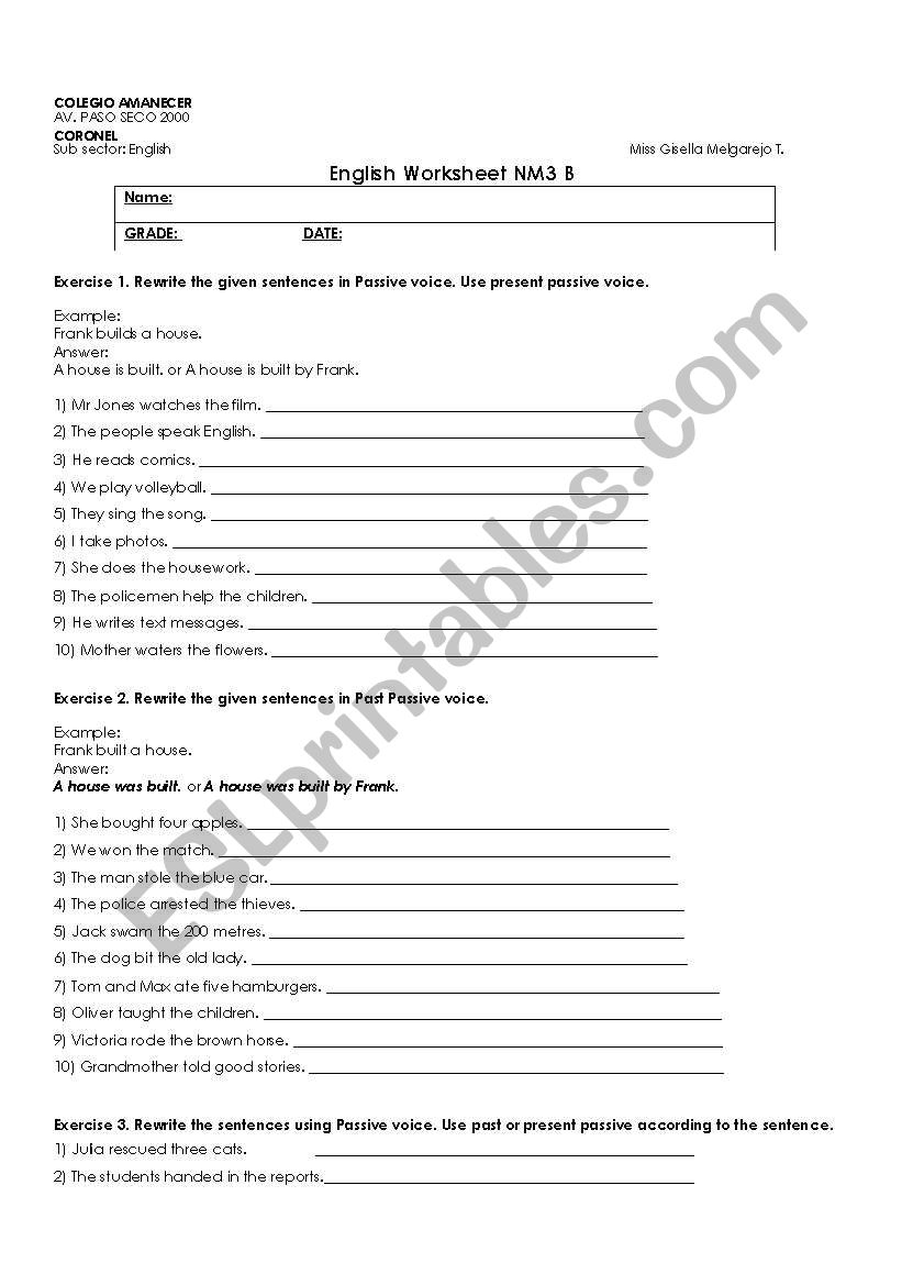 Passive Voice worksheet