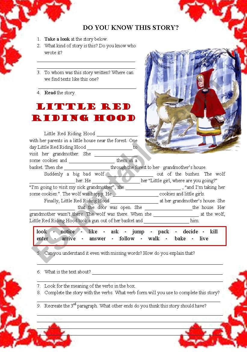 Do you know this story? worksheet