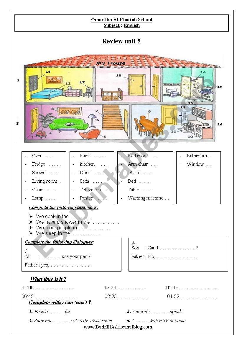 ROOMS OF THE HOUSE worksheet