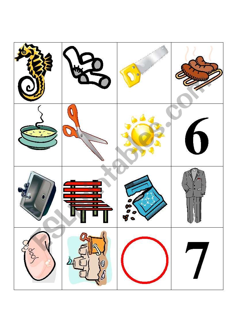 /s/ phoneme bingo worksheet
