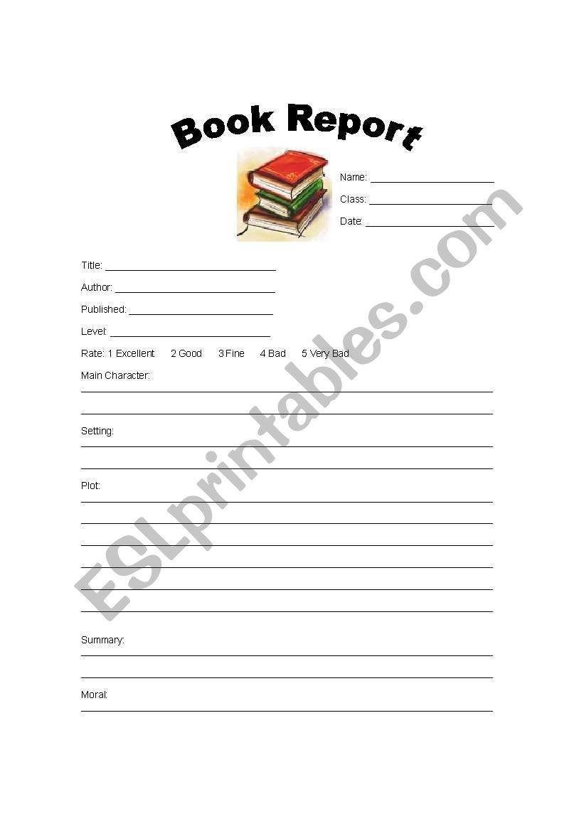Book Report worksheet