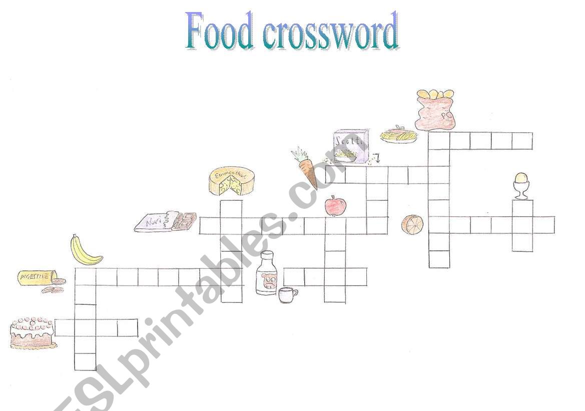 Food crossword worksheet