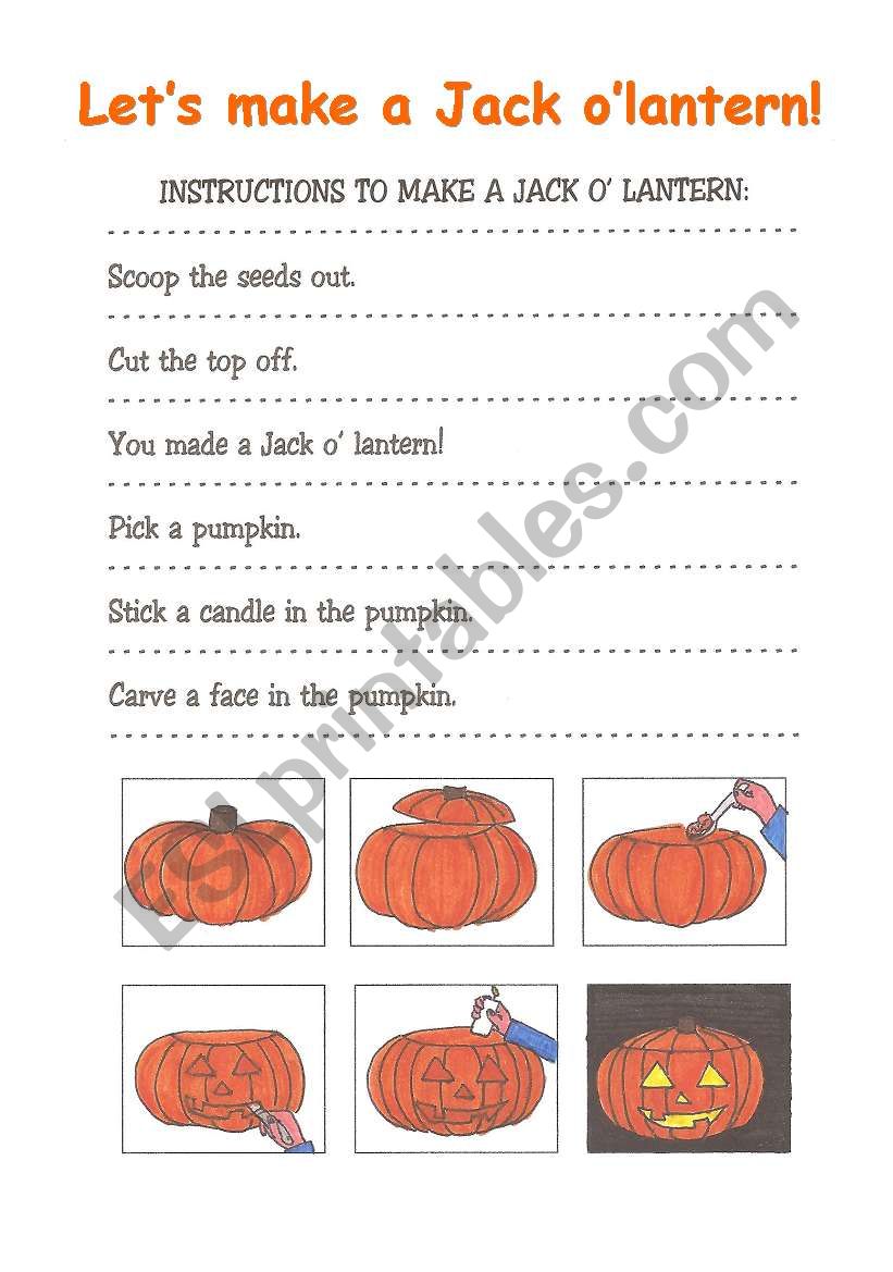 Let´s make a Jack o´lantern! worksheet