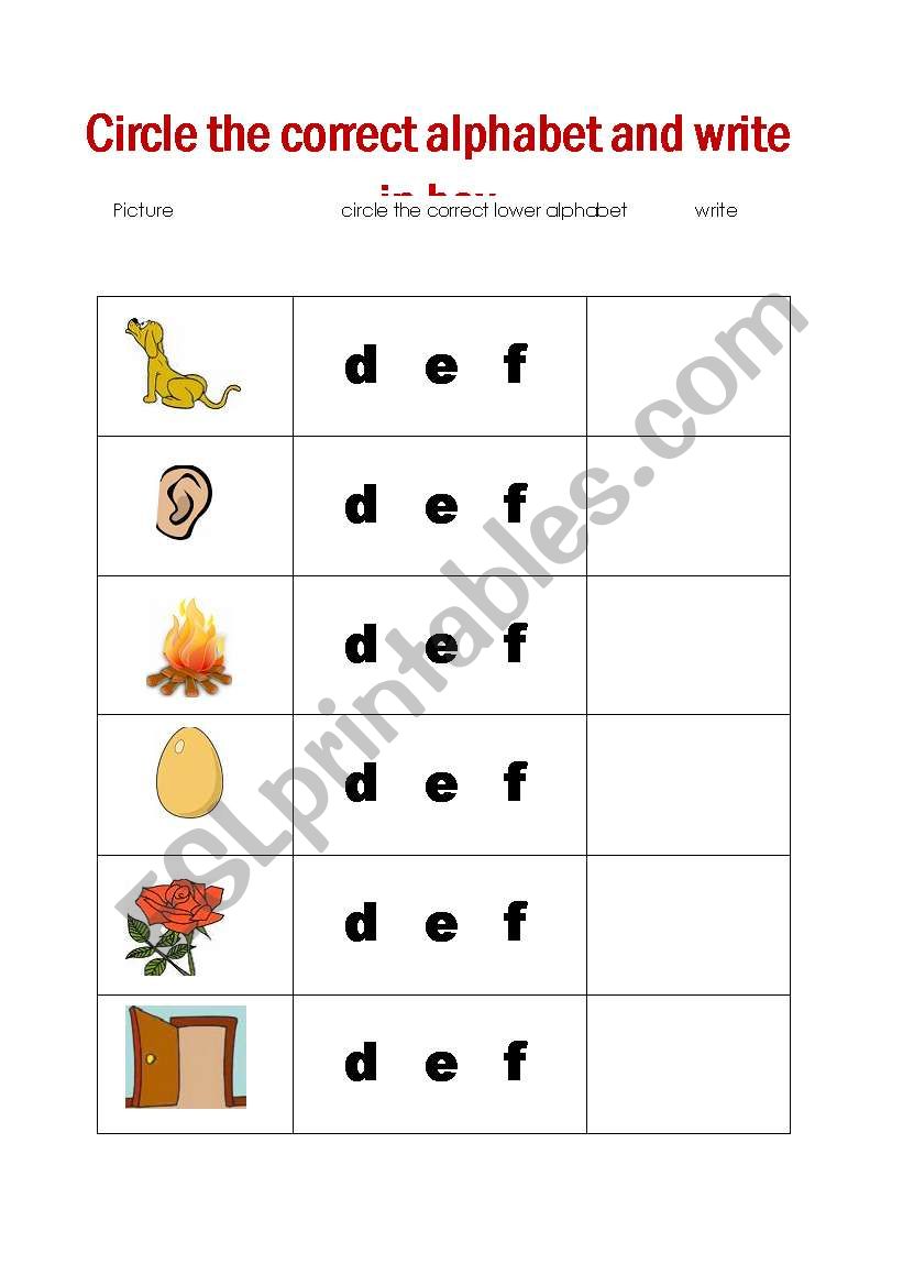 alphabet beginning  sounds worksheet