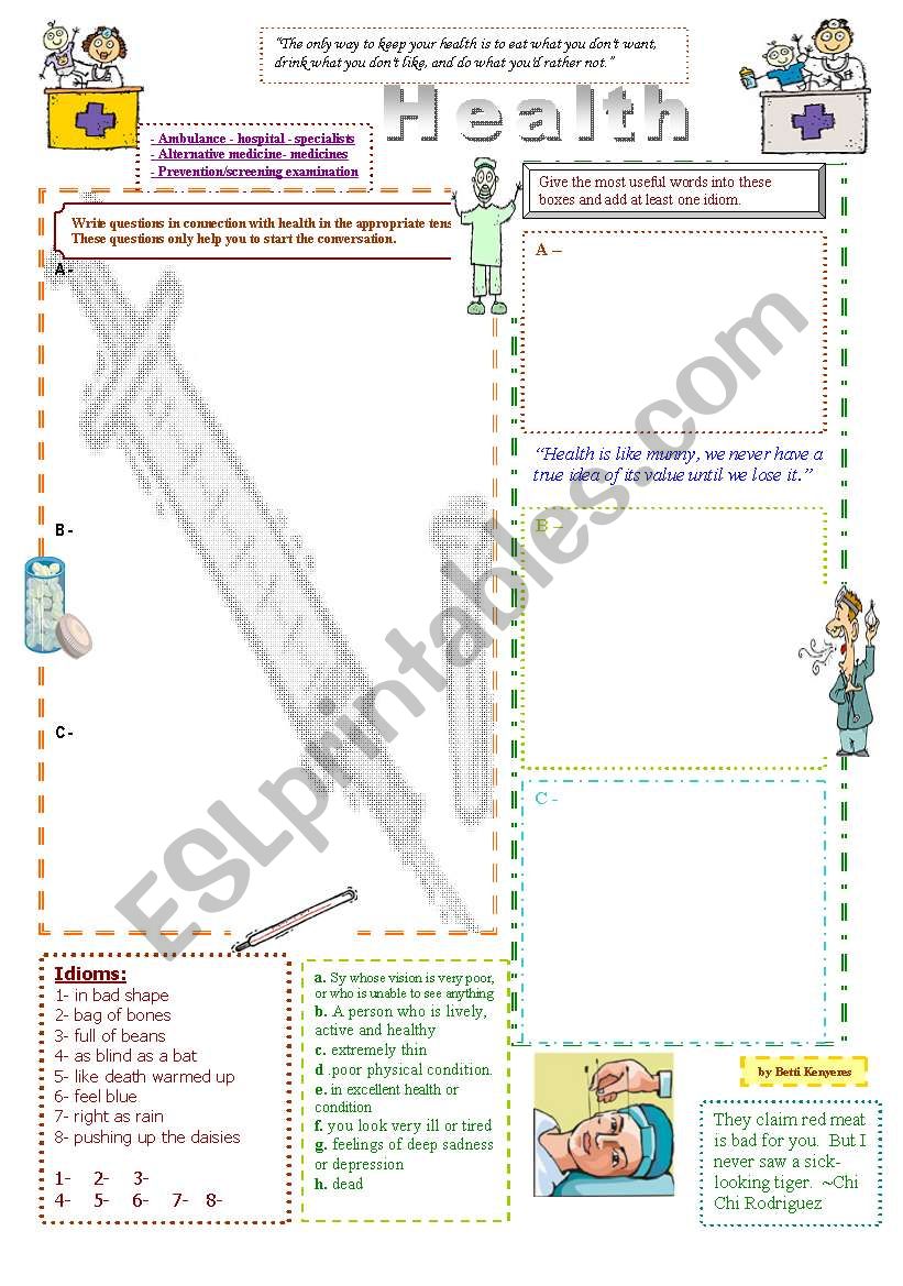 Question Collector- Health worksheet