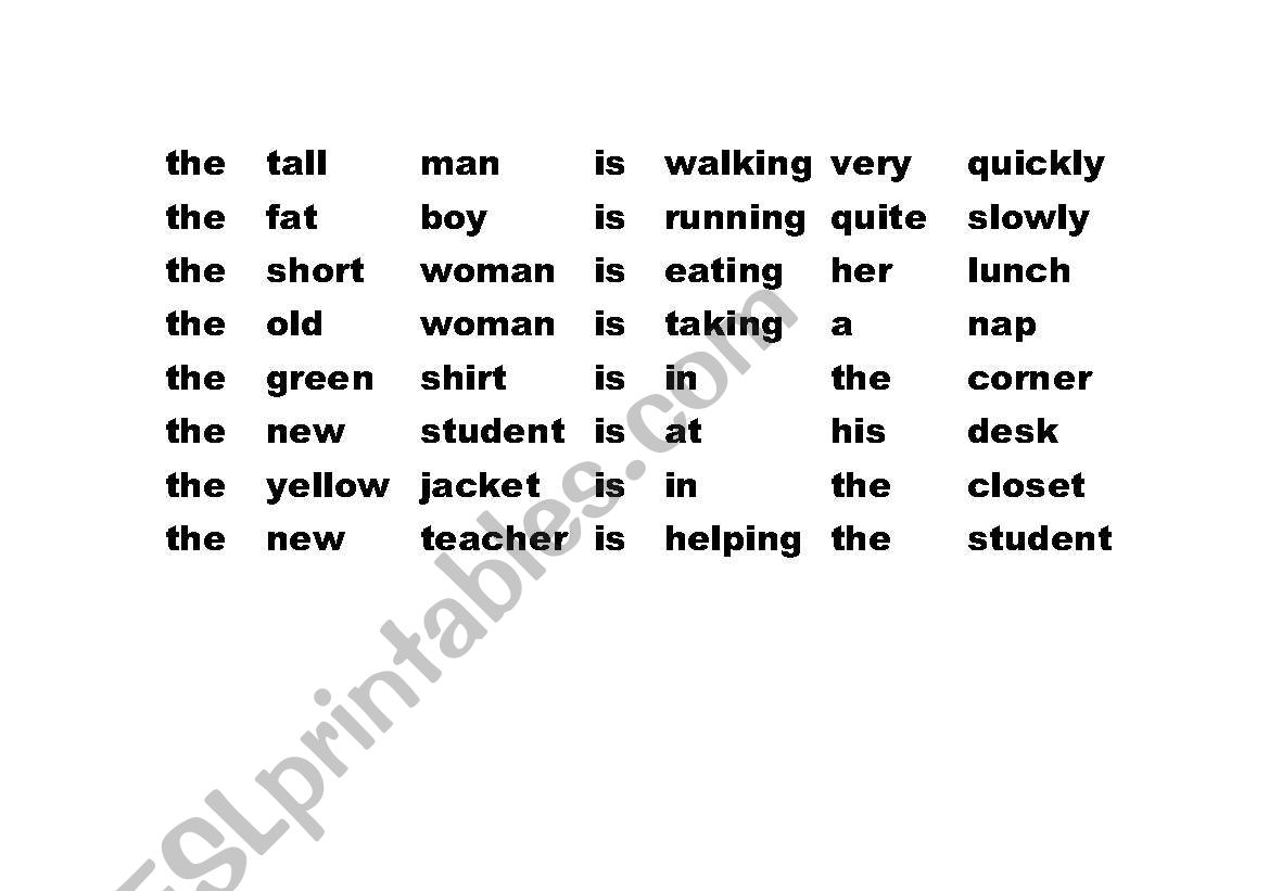 Word order worksheet
