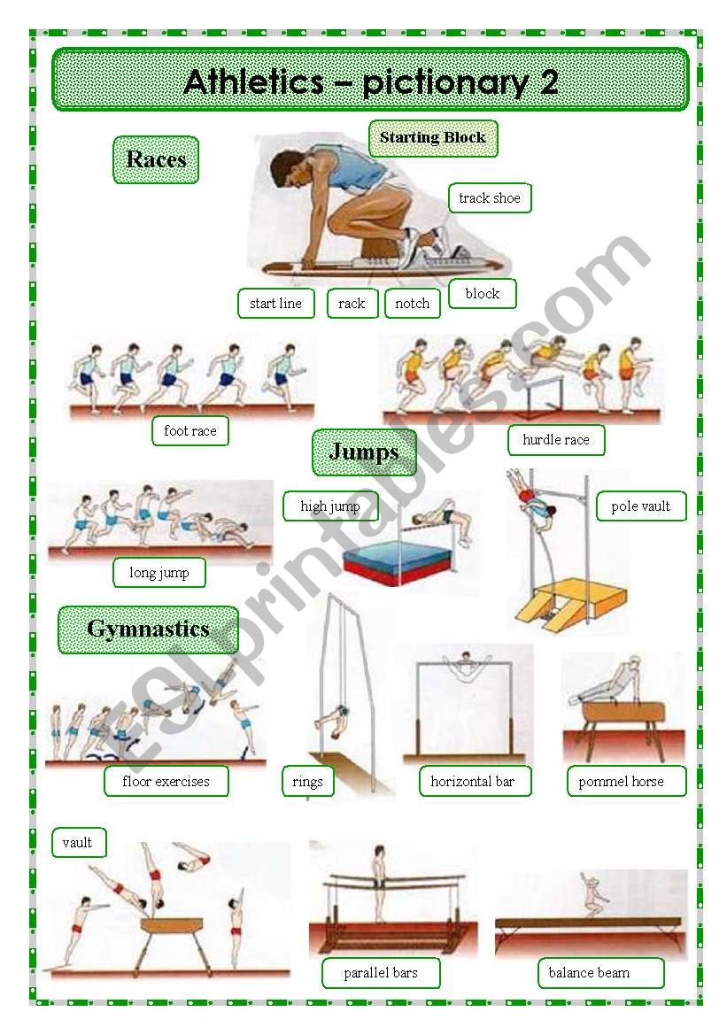 Athletics - pictionary 2/2 worksheet
