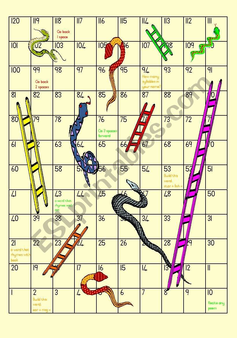 Snakes and Ladders - Game worksheet