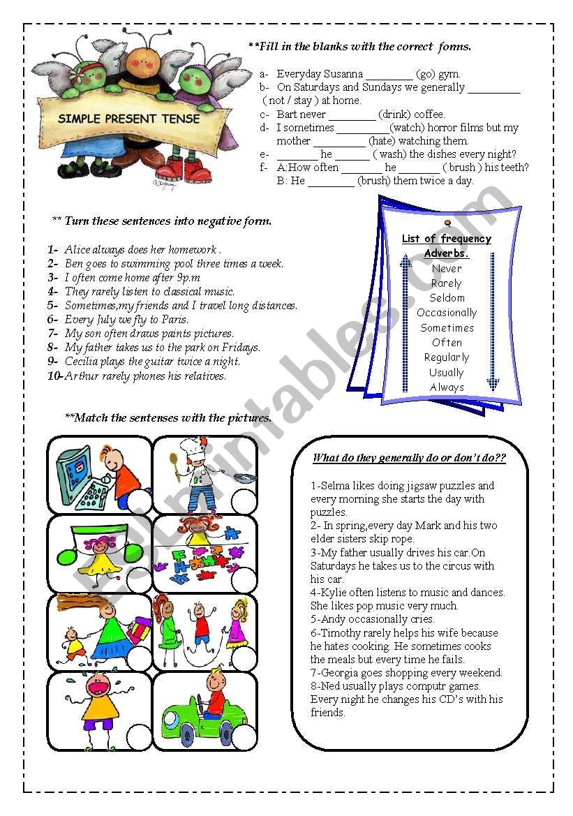 Frequency adverbs worksheet