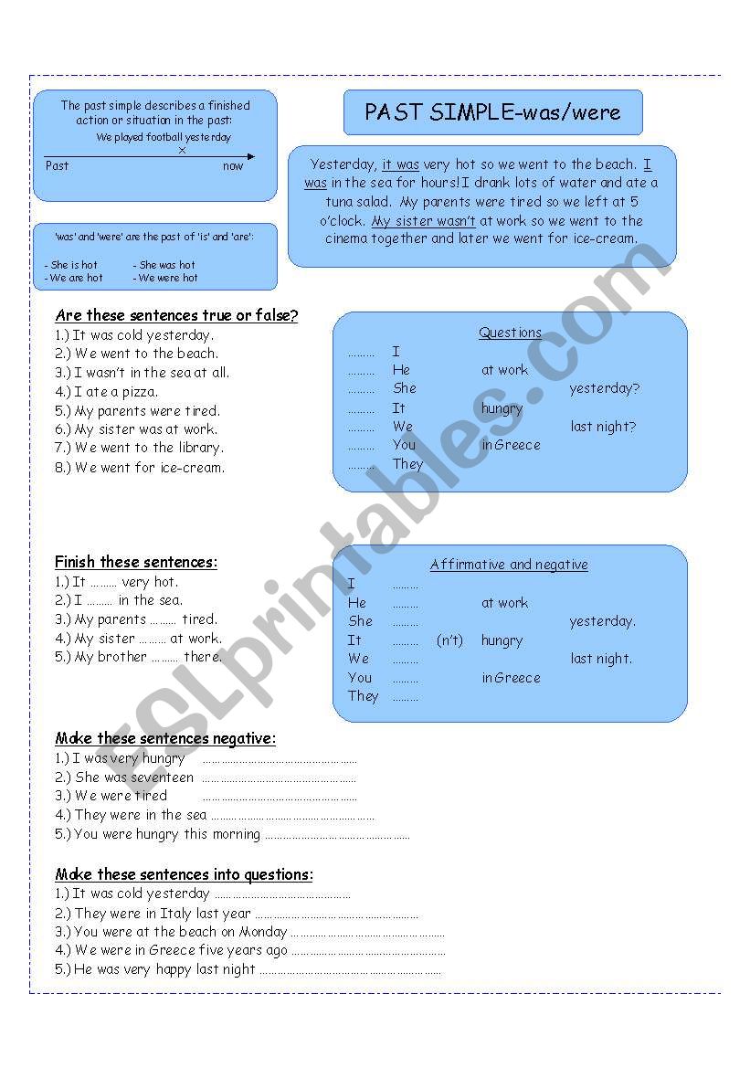 Past simple worksheet