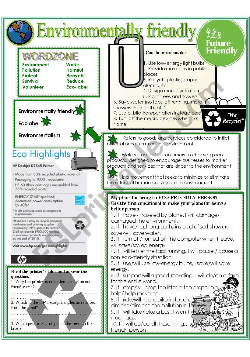 Environmentally friendly  worksheet