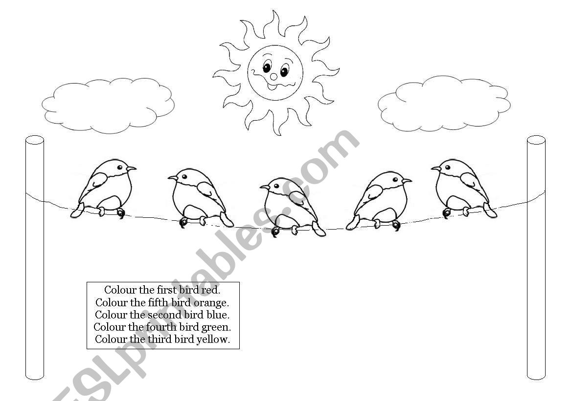 Colour the birds worksheet