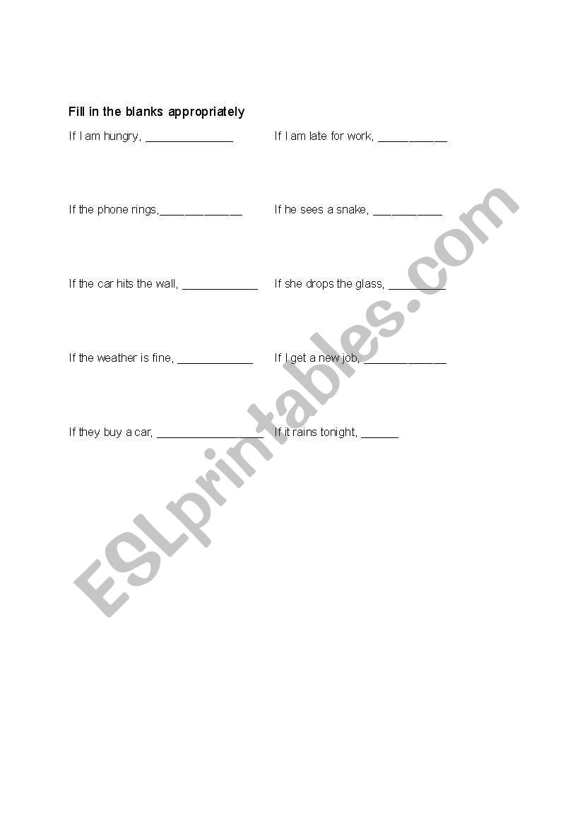 exercise for if clause worksheet
