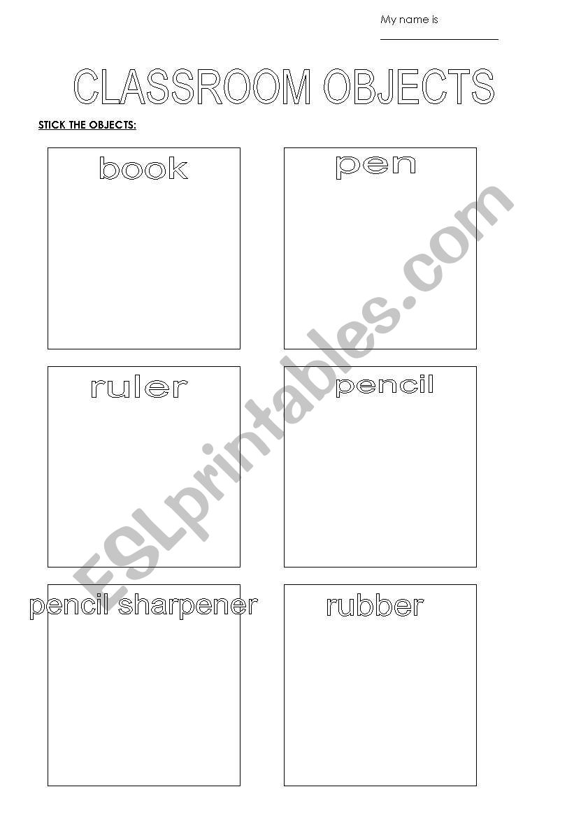 classroom objects worksheet