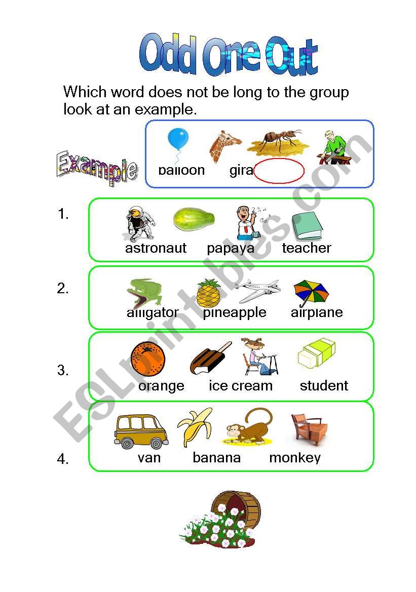 Odd one out worksheet