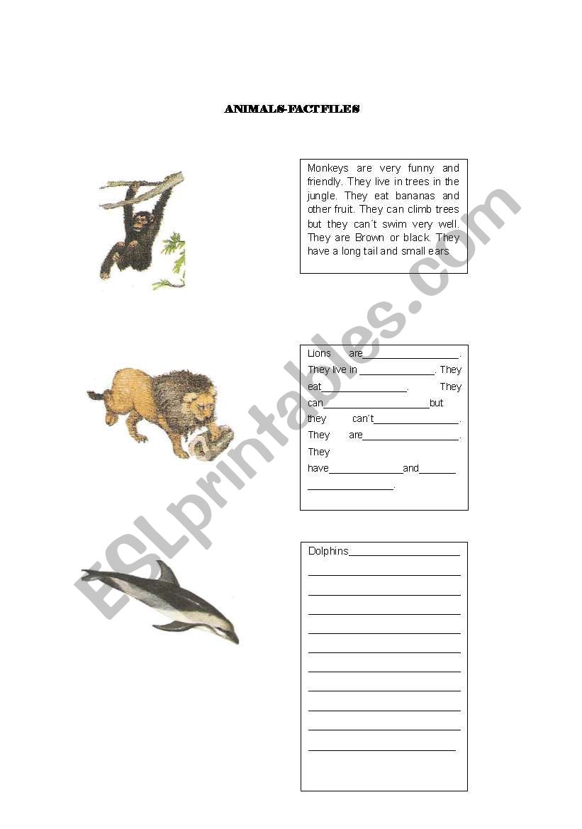 Animals - Factfiles worksheet