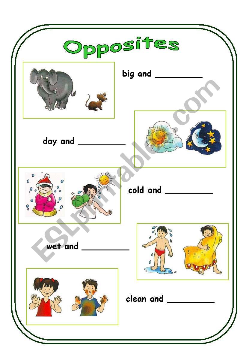 Opposites  (1st worksheet of 4)