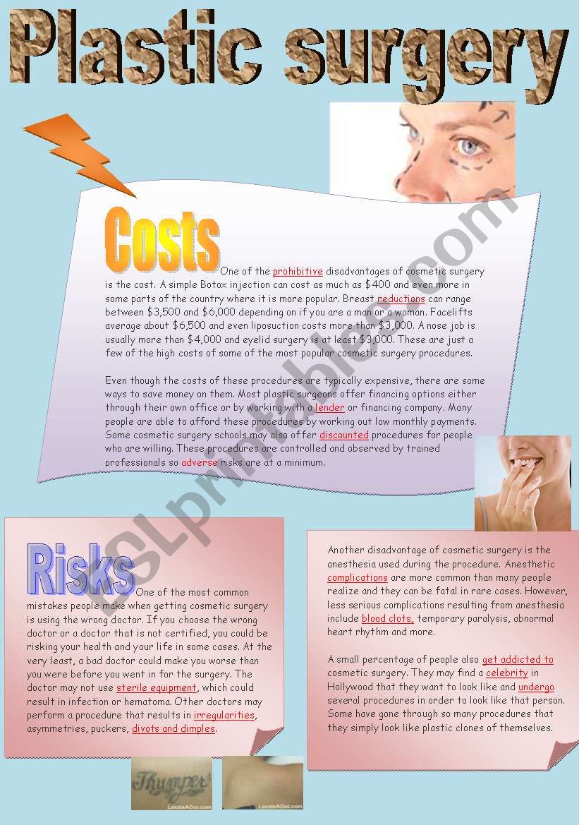 Plastic surgery worksheet