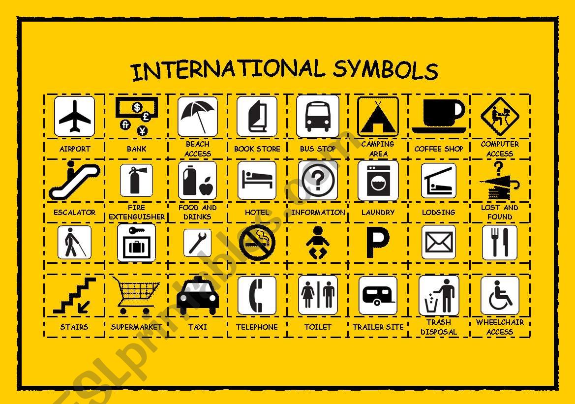 INTERNATIONAL SYMBOLS worksheet