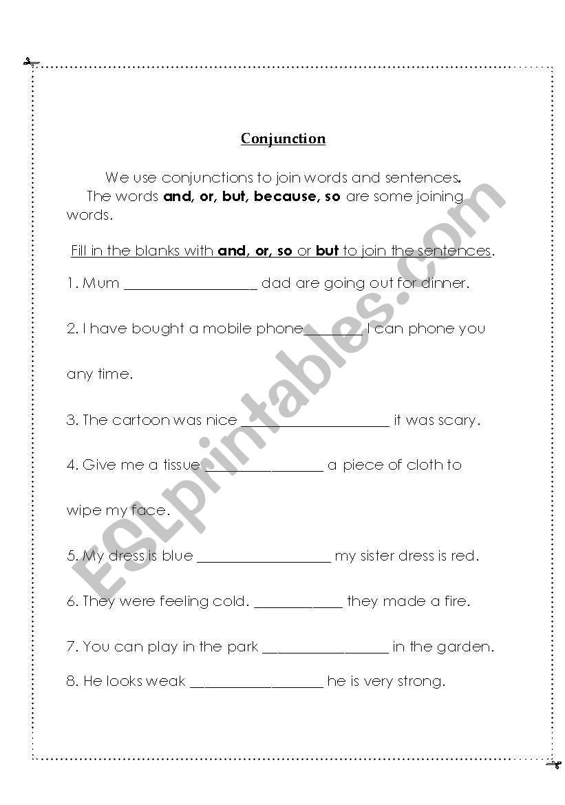 english-worksheets-conjunction