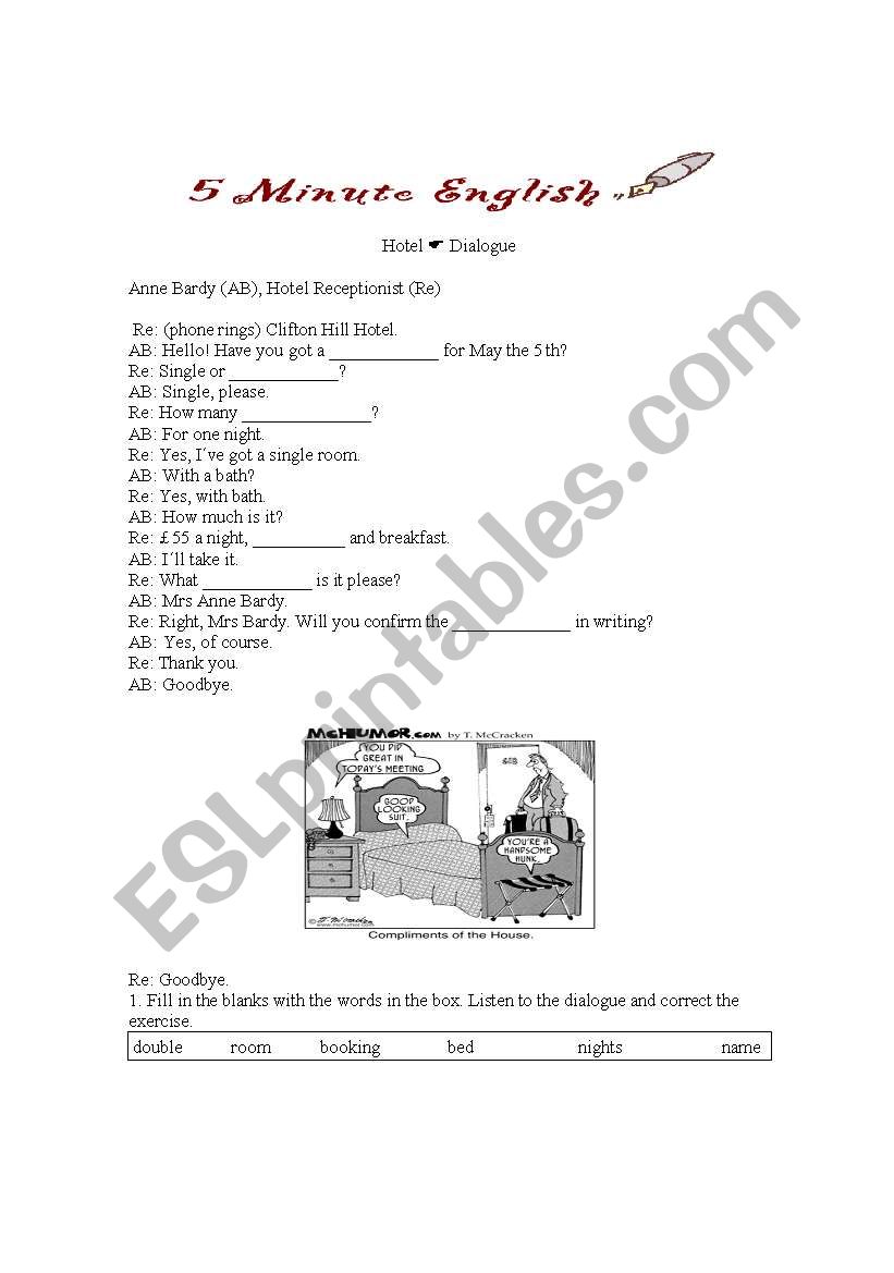 airport and hotel dialogues  worksheet