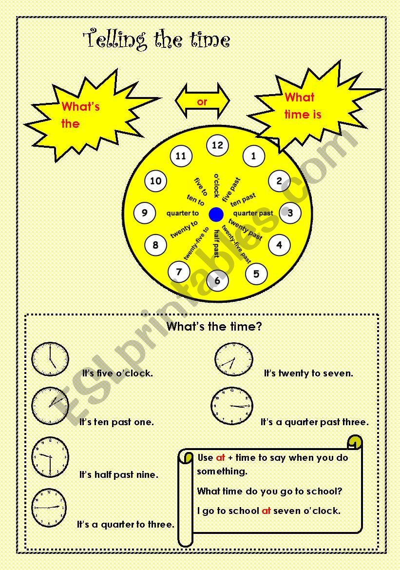 Telling the time (part 1) worksheet