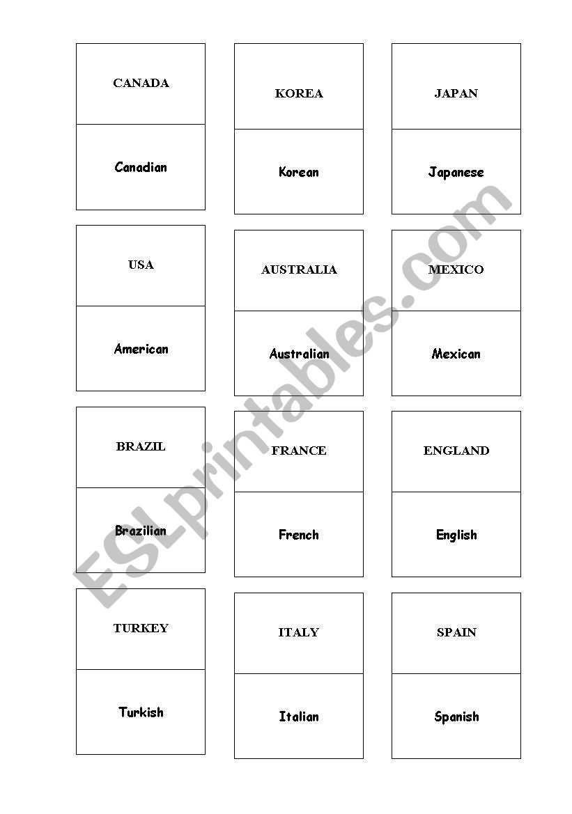 Countries and Nationalites - Domino