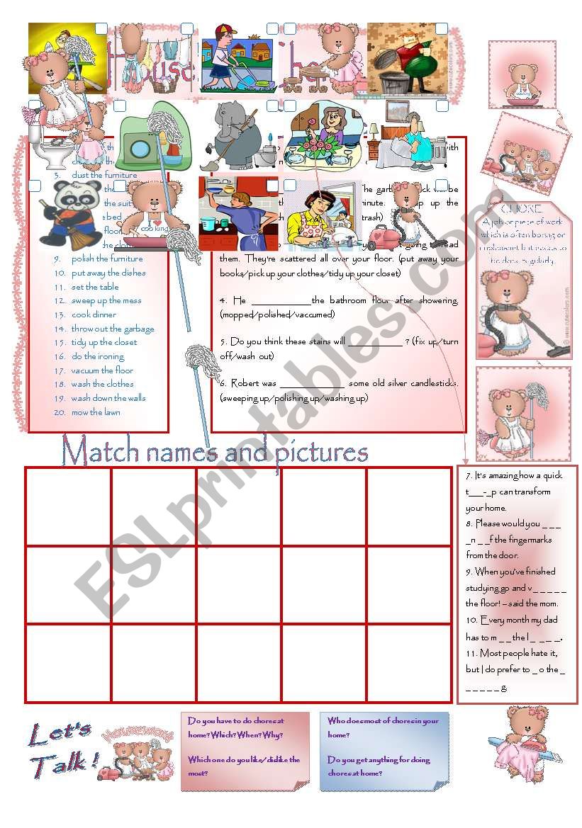 Household Chores worksheet