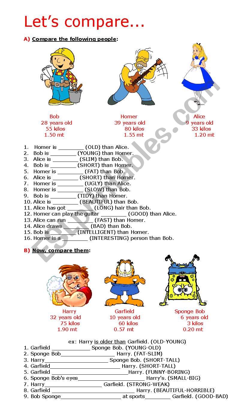 Comparatives with cool pics...