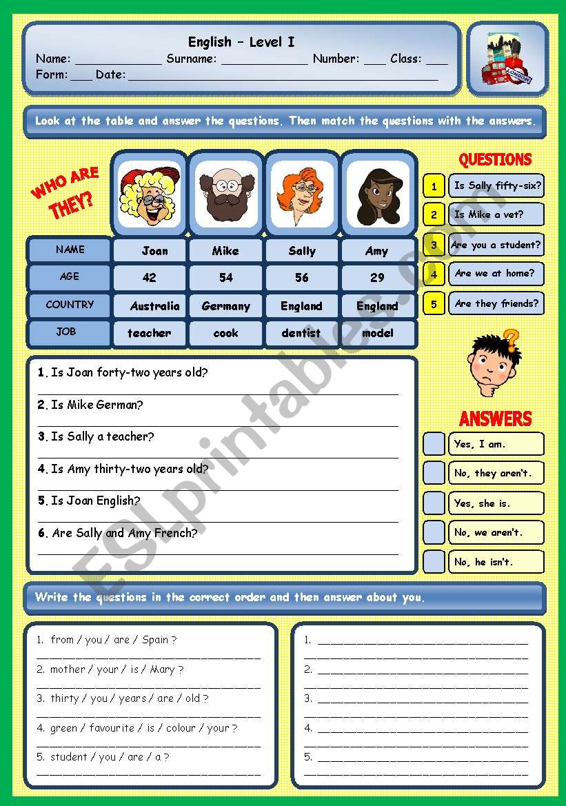 WHO ARE THEY? worksheet