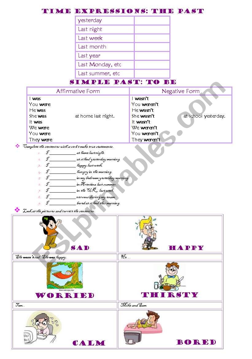 Simple Past: TO BE worksheet