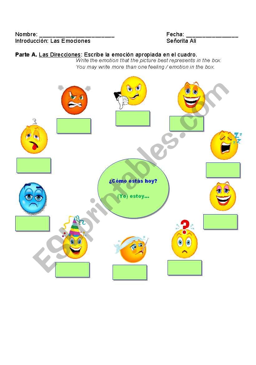 Label Feelings / Emotions worksheet