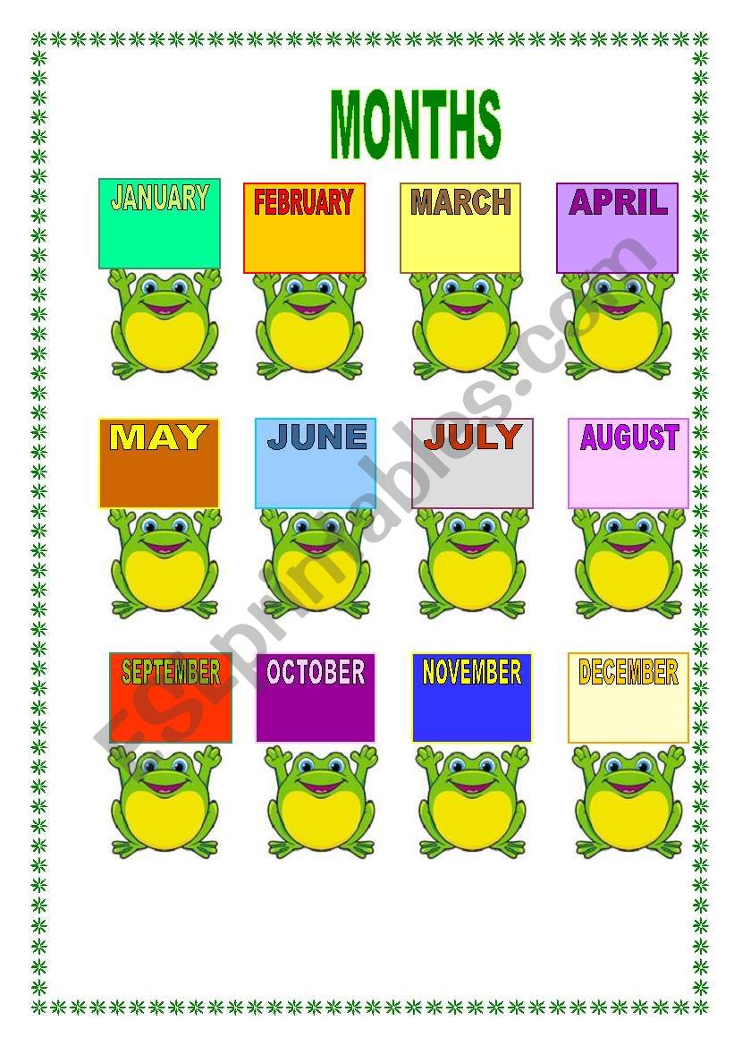 CALENDAR FROGS worksheet