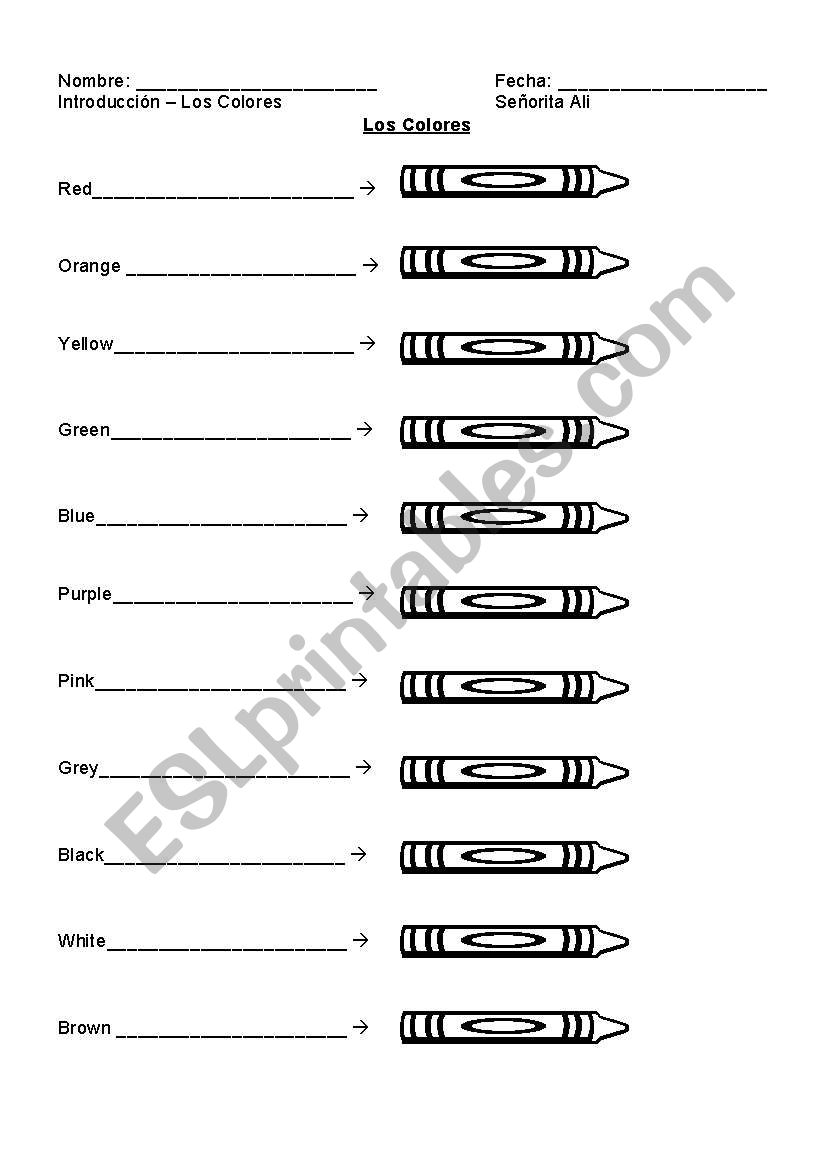 Label Colors with Crayons worksheet