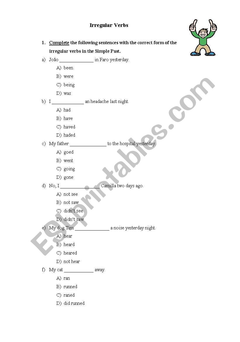 Simple Past - Irregular verbs worksheet