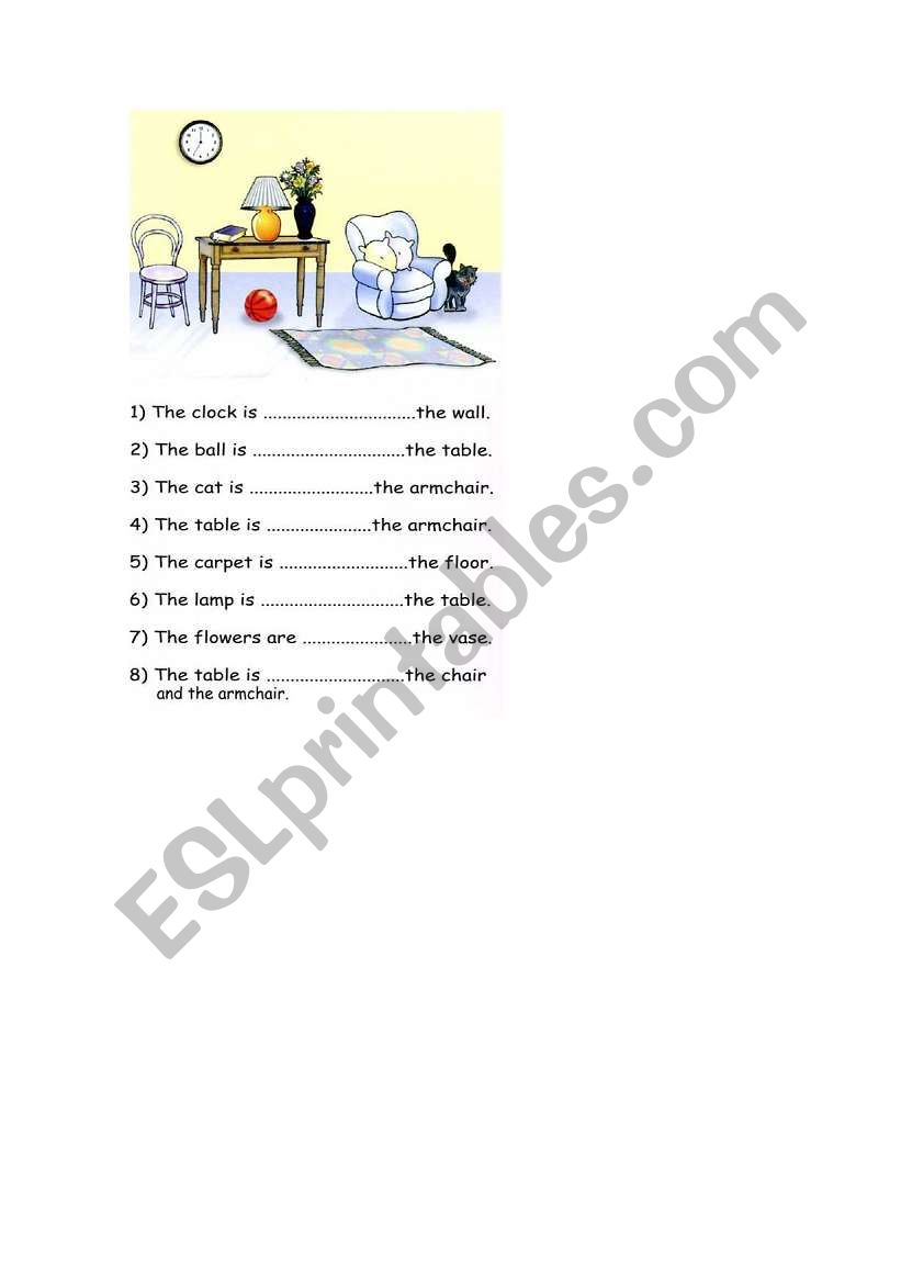 Prepositions of place  worksheet