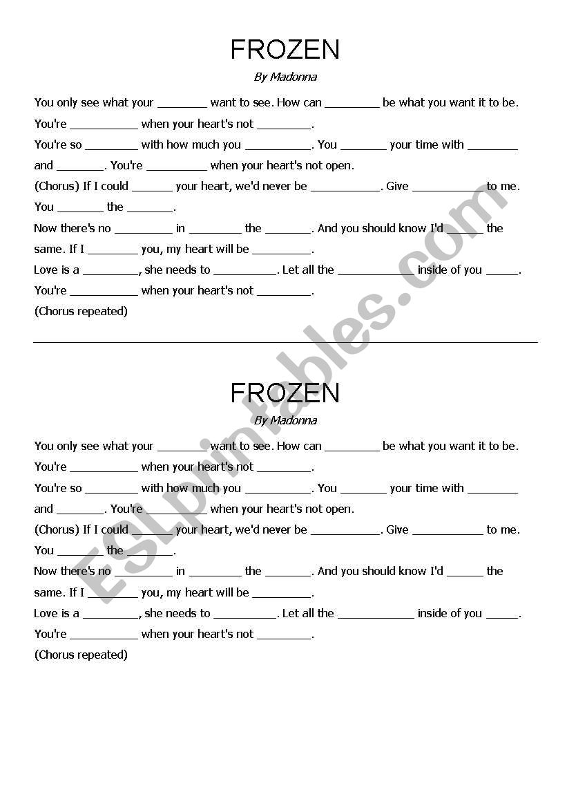 Frozen - Madonna worksheet