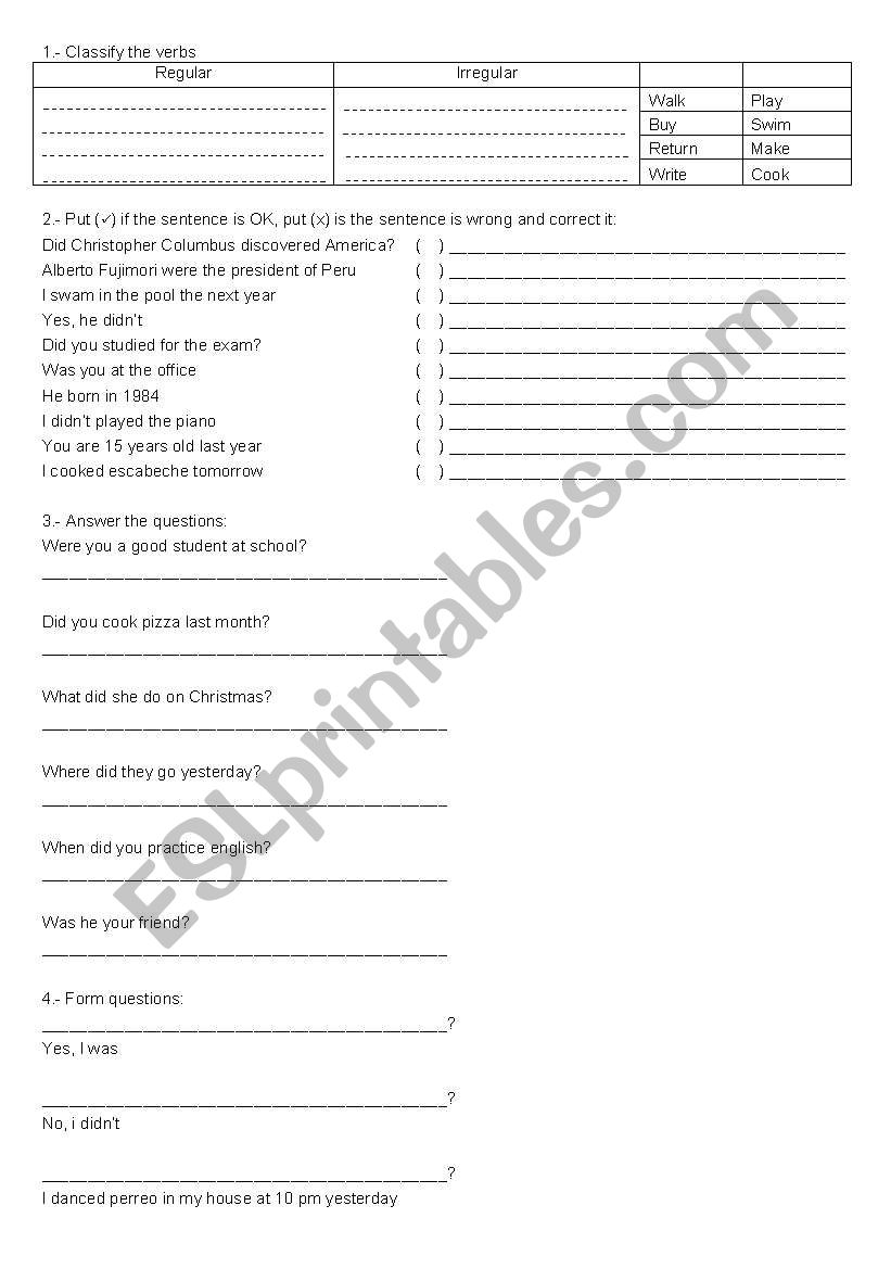 Past Simple worksheet