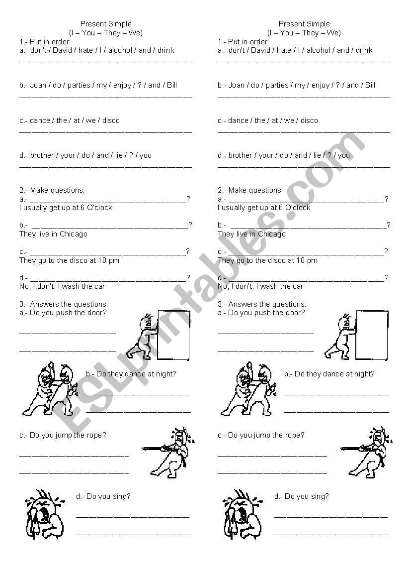 Present simple worksheet